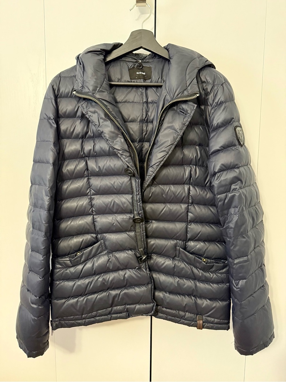 Rudsak Lightweight Quilted Hooded Puffer Jacket - Navy